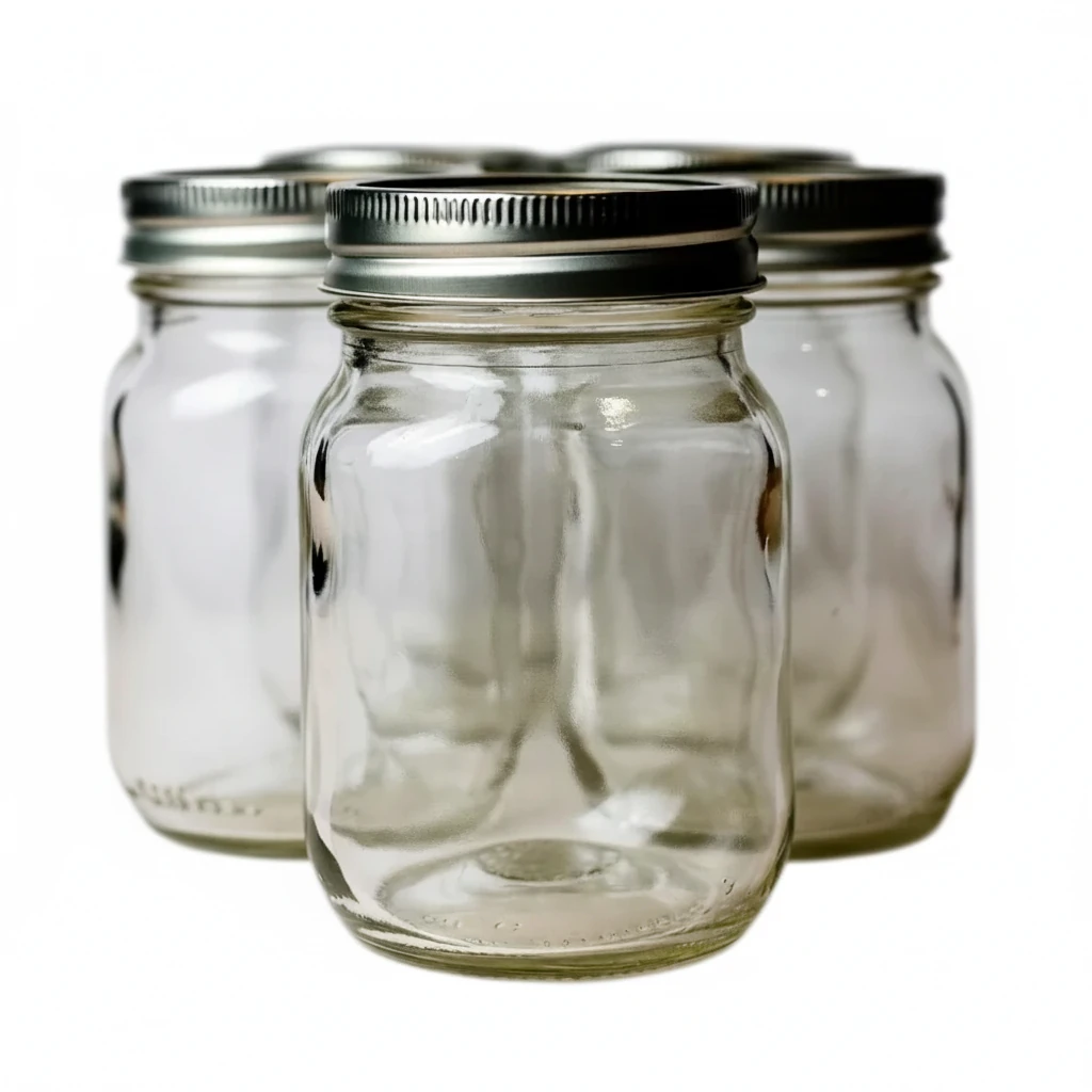 Potes de vidro com tampas para conservas