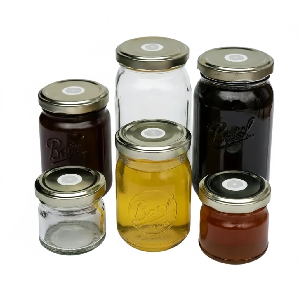 Potes de geleia com tampas personalizadas