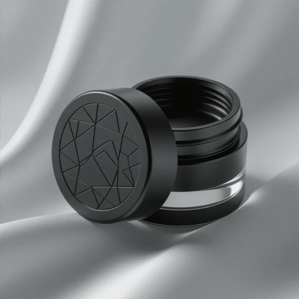 Embalagem completa com tampa metalizada dourada