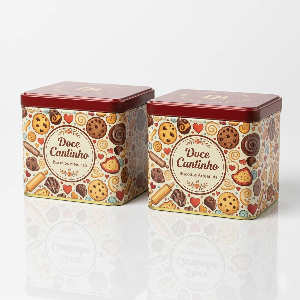 Lata decorativa redonda para biscoitos ou presentes